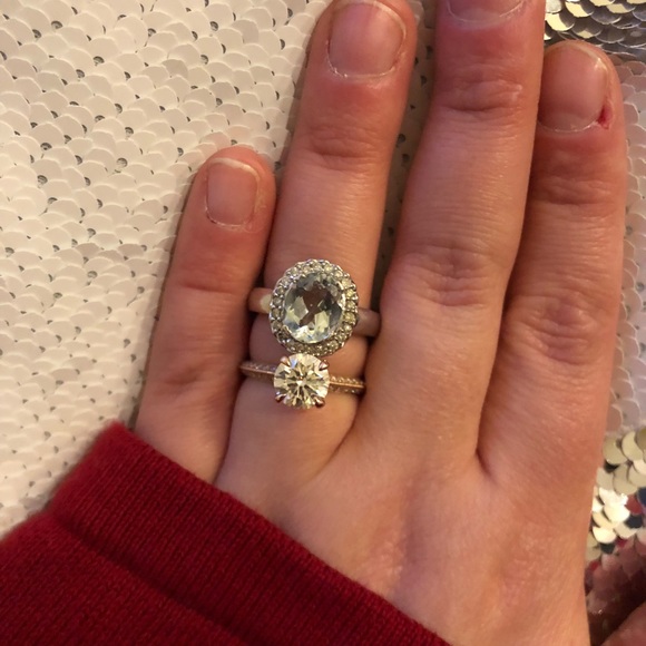 3.4 Carats Aquamarine Diamond White Gold Ring - Picture 6 of 8